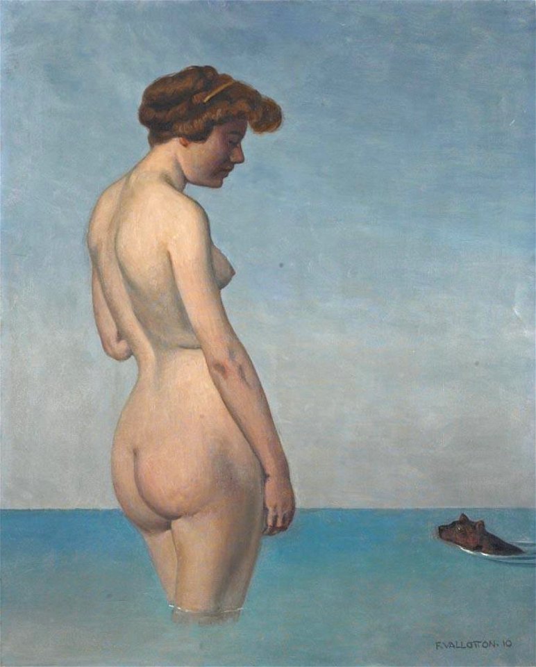 Vallotton - BAIGNEUSE AU CHIEN, 1910, lot.22 (cropped)