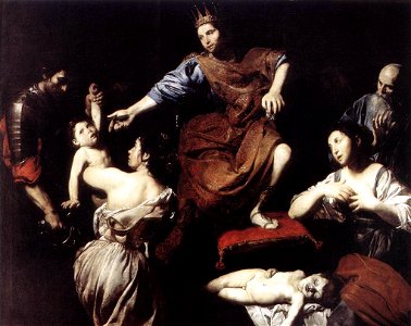 Valentin de Boulogne - The Judgment of Solomon - WGA24248. Free illustration for personal and commercial use.