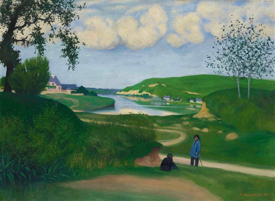 Vallotton - Paysage avec rivière et deux figures, 1918, 5827661