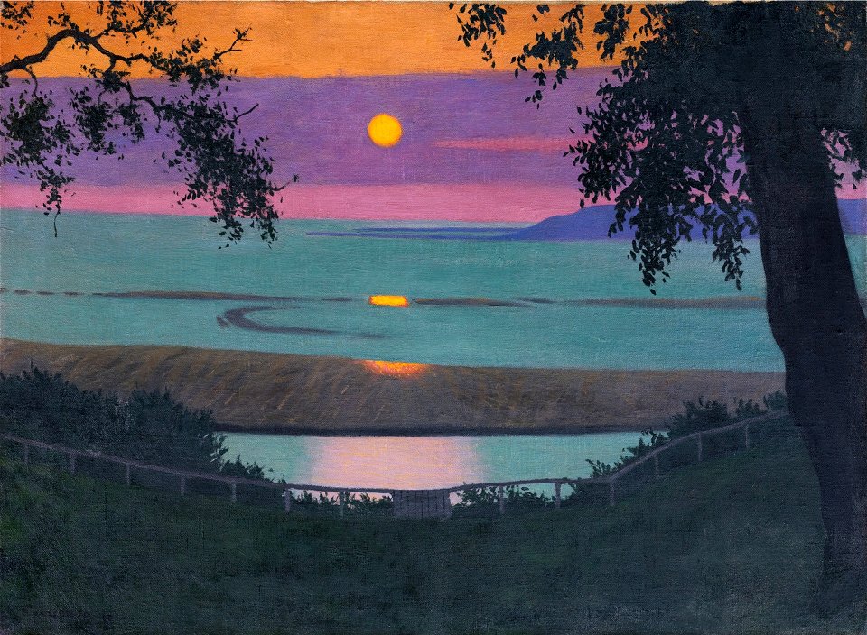Vallotton - COUCHER DE SOLEIL À GRÂCE, CIEL ORANGÉ ET VIOLET, 1918, lot.19 (cropped)