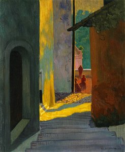 Vallotton - Vieille rue de Cagnes, soleil couchant, 1920, lot.55