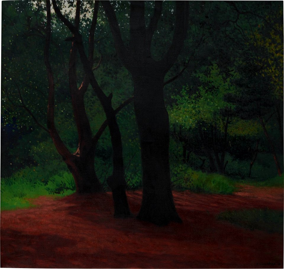 Vallotton - Sous-bois, trois grands arbres, 1919. Lot 17
