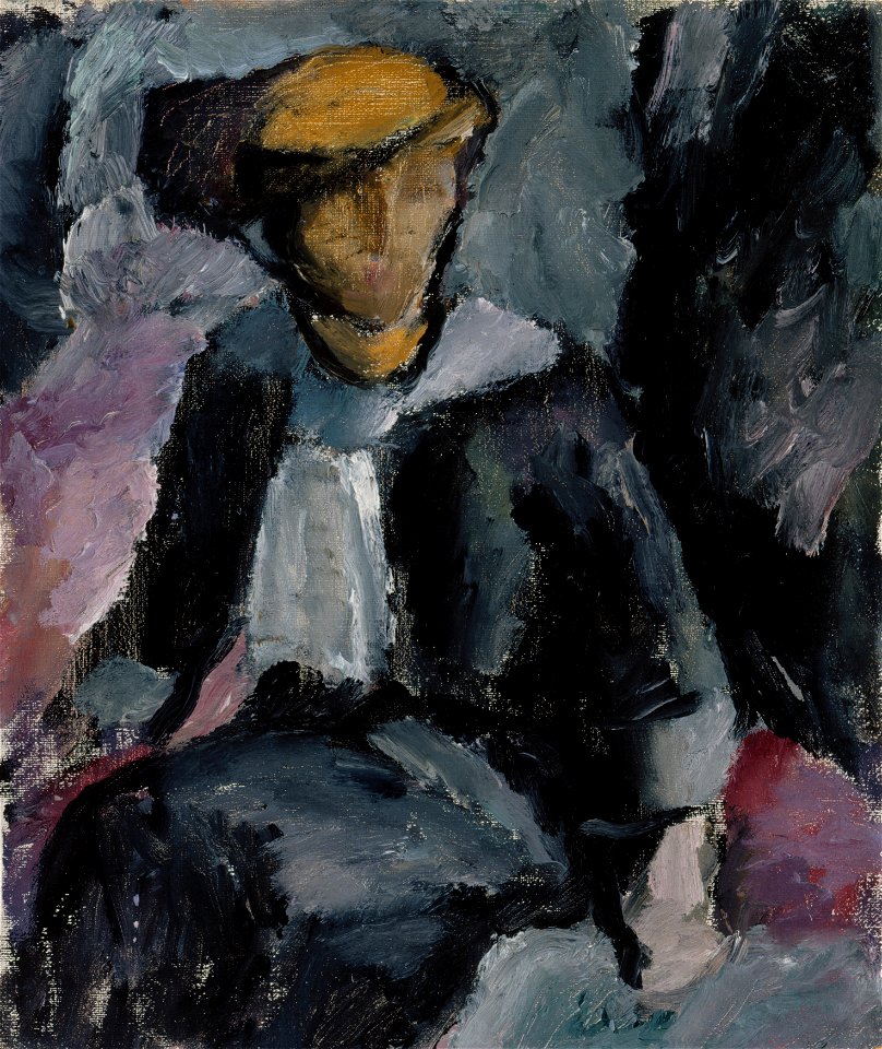 Valle Rosenberg sittande dam 1913 02