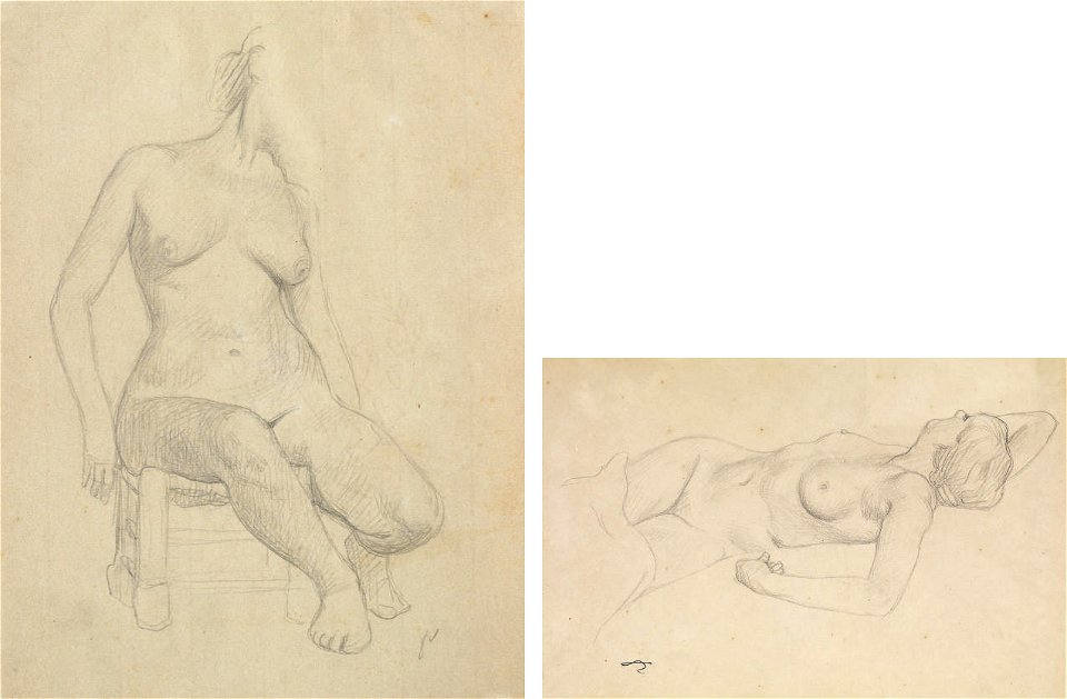 Vallotton - Sammelnummer von 2 Studien 'Sitzender Akt' 'Liegender Akt', 5089619