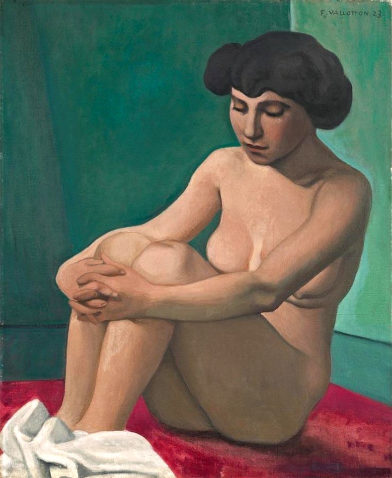 Vallotton - JEUNE FEMME NUE ASSISE SUR UN TAPIS ROUGE, 1923, lot.25 (cropped)