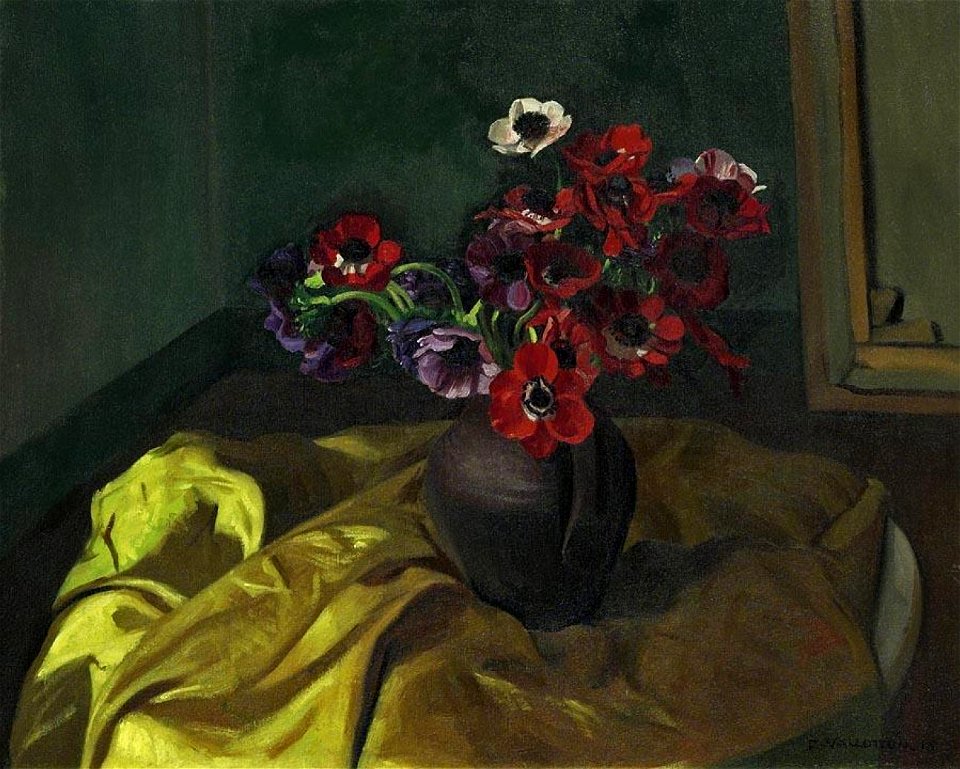 Vallotton - ANÉMONES ROUGES ET VIOLETTES , 1915, lot.78 (cropped)