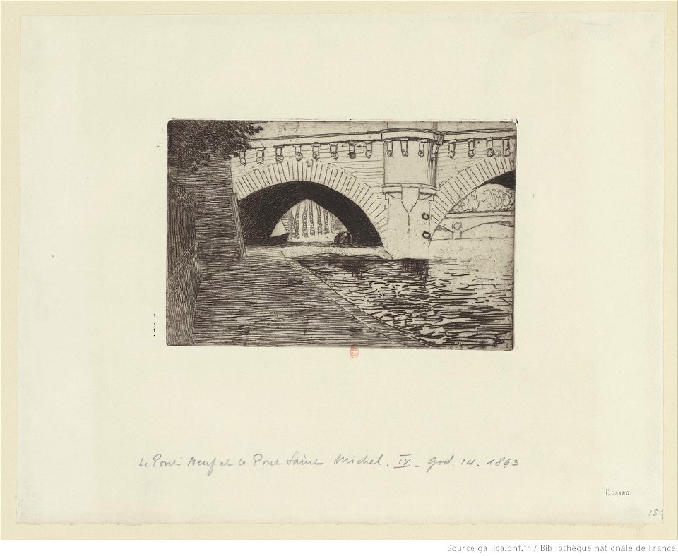 Vallotton - Le Pont-Neuf et le pont St Michel Douze nues de Paris (pl. IV)(2ème état), btv1b69515876