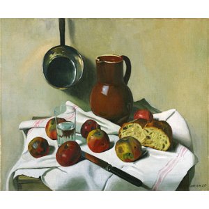 Vallotton - POMMES, CRUCHE, VERRE D'EAU ET CASSEROLE DE FER-BLANC, 1925, lot.23