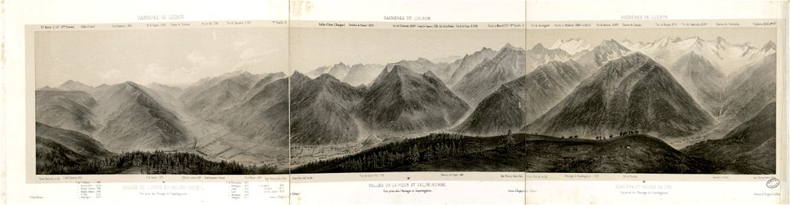 Vallée de Luchon et Vallée d'Oueïl - Vallée de La Pique et Val de Burbe - Glaciers et Vallée du Lys - Vues prise des Pâturages de Superbagnères - Fonds Ancely - B315556101 A PETIT 1 013