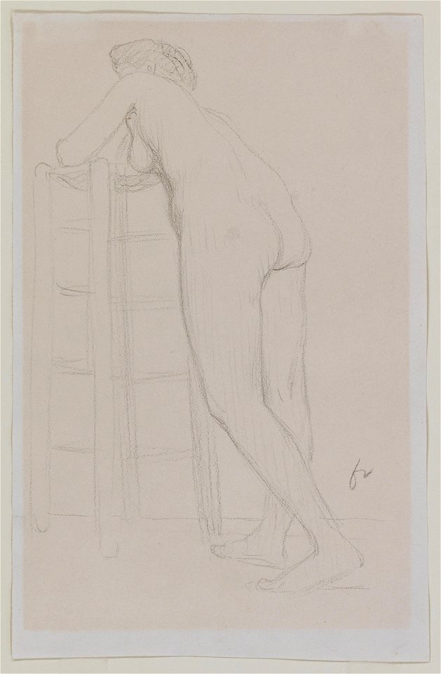 Vallotton - Femme nue debout vue de dos appuyée à un tabouret, 1890-1925, 1977-0287