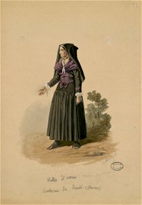 Vallée d'Ossau - Costume de deuil de femme (Basses Pyrénées) - Fonds Ancely - B315556101 A MAURICE 3 006