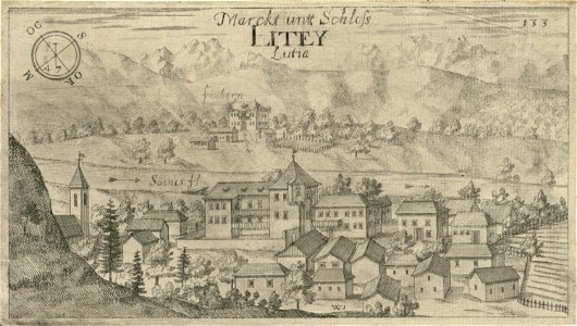 Valvasor - Dvorec in mesto Litija