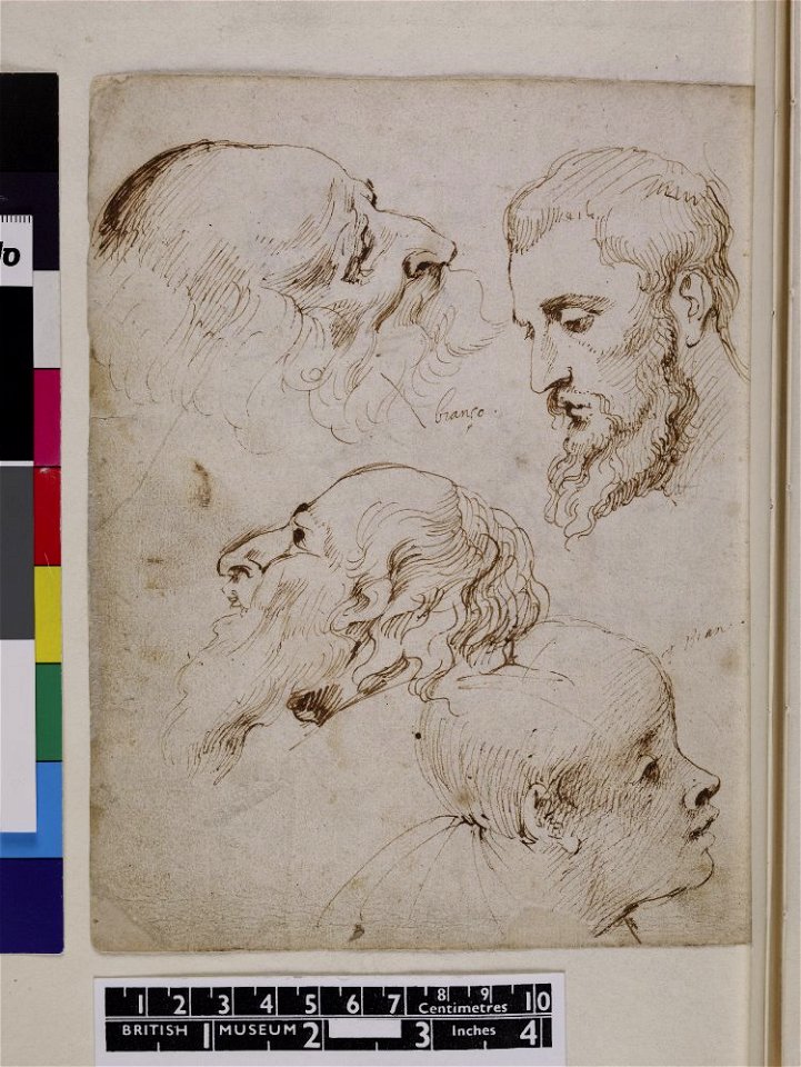 Van Dyck - 1957,1214.207.106, Verso Four male heads, including two of an old bearded man