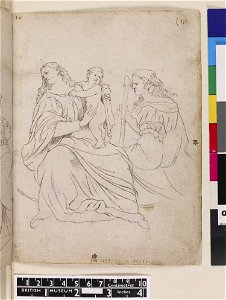 Van Dyck - 1957,1214.207.11, Virgin and Child with St Katherine, after Titian, leaf from the Italian Sketchbook