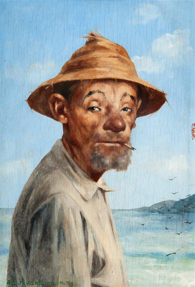 Van Emelen, Adrien Henri Vital - Homem com Chapéu e Cigarro de Palha (cropped)