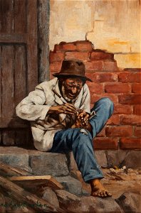Van Emelen, Adrien Henri Vital - Negro Mexendo no Pé com Faca (cropped)