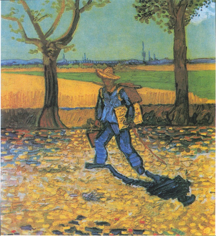 Van Gogh - Der Maler auf dem Weg zur Arbeit. Free illustration for personal and commercial use.