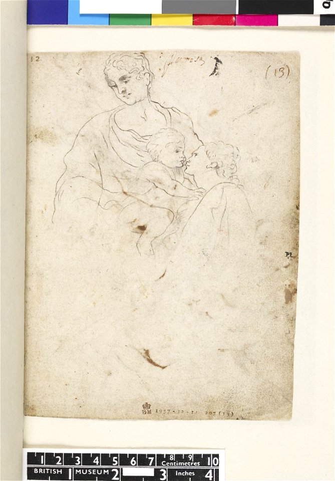 Van Dyck - 1957,1214.207.13, Virgin and Child with St Margaret, after Parmigianino (Bologna), leaf from the Italian Sketchbook