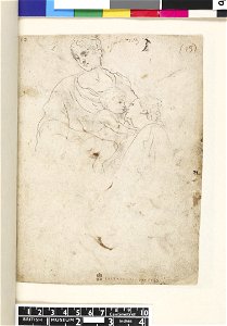 Van Dyck - 1957,1214.207.13, Virgin and Child with St Margaret, after Parmigianino (Bologna), leaf from the Italian Sketchbook