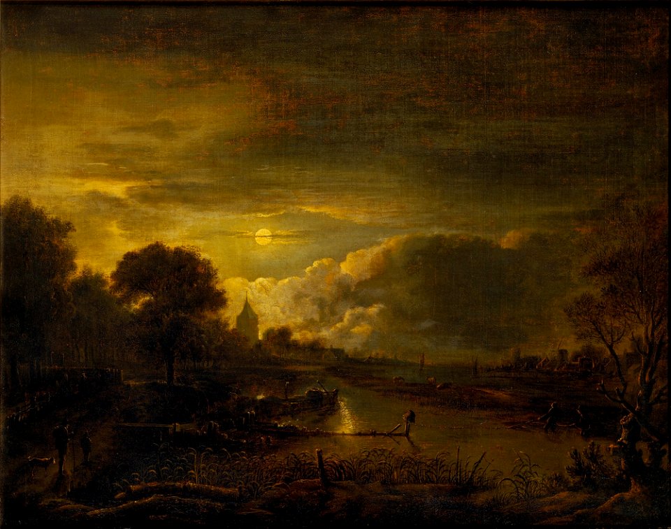 Van der Neer, Aert - River Scene by Moonlight - Google Art Project