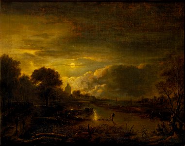 Van der Neer, Aert - River Scene by Moonlight - Google Art Project