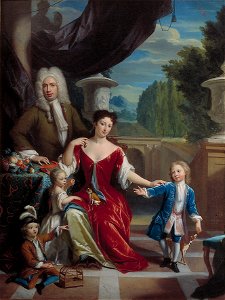 Van Dijk - Cornelis van Schuylenburch (1683-1763) met zijn vrouw Martha Catharina Kemp (1694-1729) en hun drie - C1609 - Cultural Heritage Agency of the Netherlands Art Collection