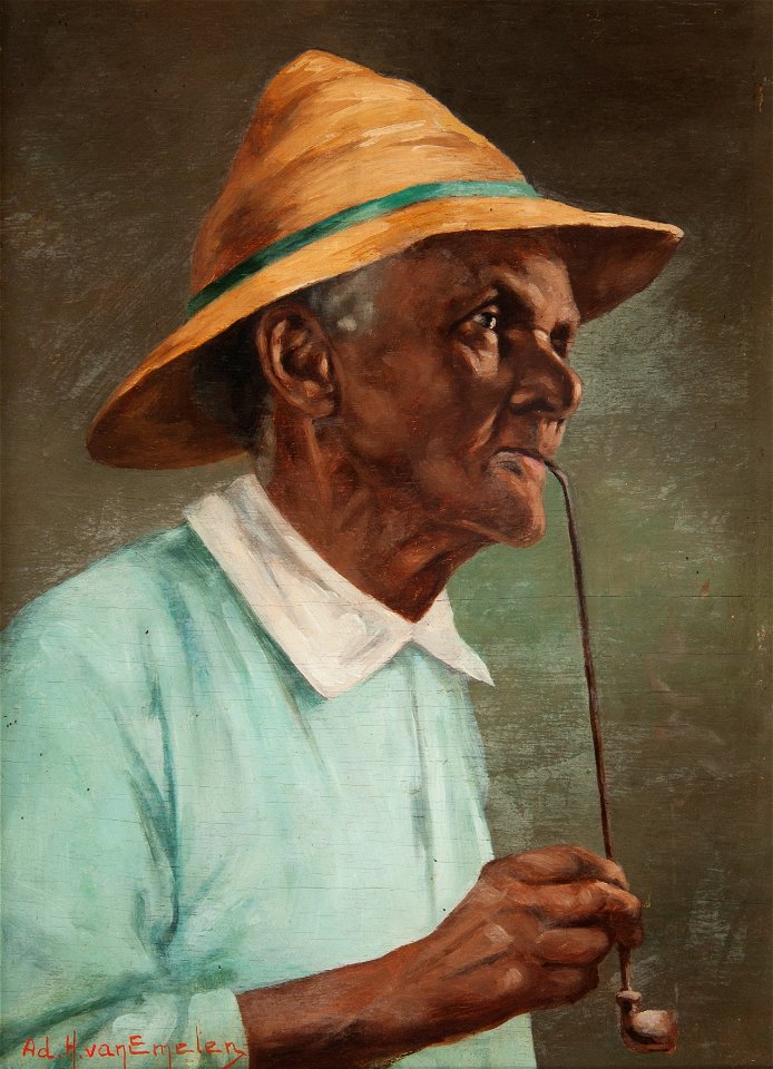 Van Emelen, Adrien Henri Vital - Negro com Chapéu e Cachimbo (cropped)