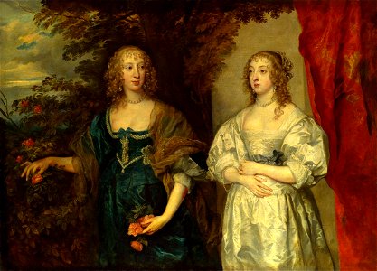 Van Dyck - Lady Dobbins and Countess Portland. 1638 - 1639. Free illustration for personal and commercial use.