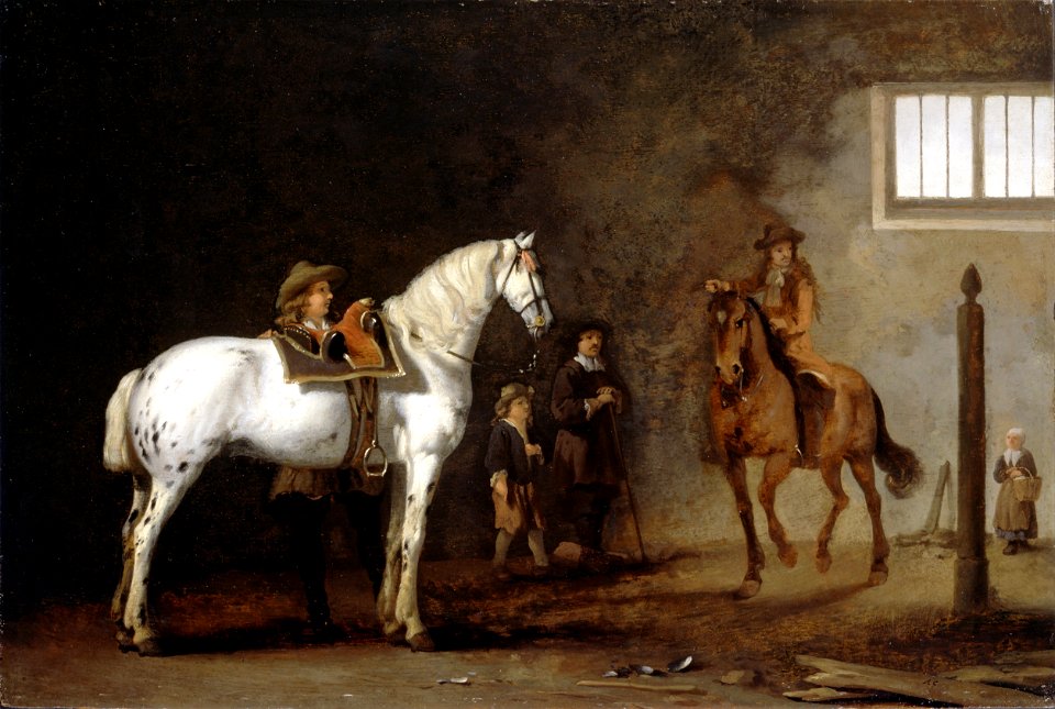 Van Calraet, Abraham - White Horse in a Riding School - Google Art Project