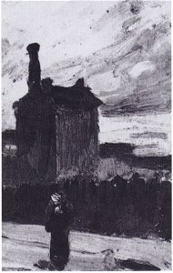 Van Gogh - Blick auf Montemartre vor einem Gewitter. Free illustration for personal and commercial use.