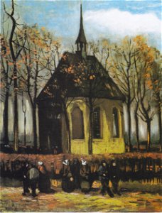 Van Gogh - Die Kirche von Nuenen mit Kirchgängern