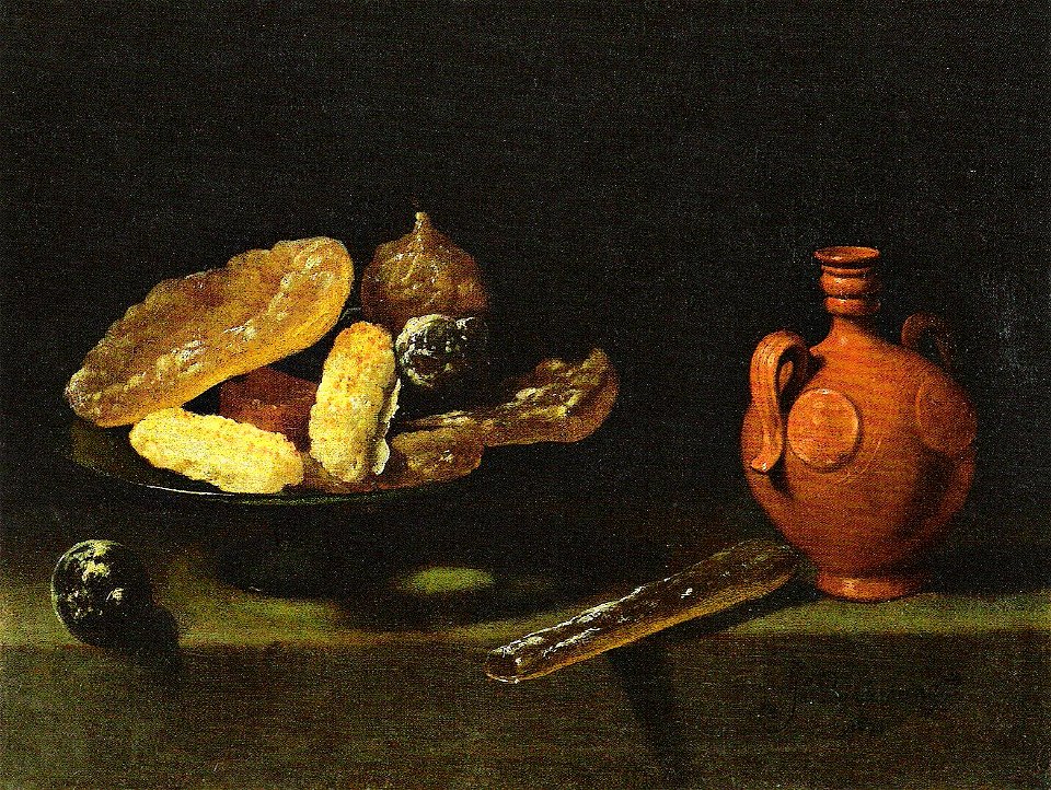 Van der Hamen y León, Stilleben mit Süßigkeiten und Terakottakrug