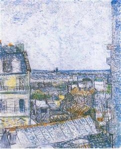 Van Gogh - Blick auf Paris aus Vincents Zimmer in der Rue Lepic1. Free illustration for personal and commercial use.