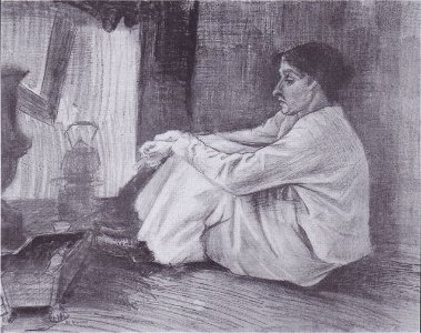 Van Gogh - Sien mit Zigarre, am Boden neben der Feuerstelle sitzend