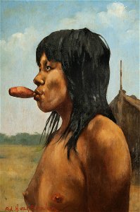 Van Emelen, Adrien Henri Vital - Índia Carajá Fumando o Cachimbo Feito da Fruta do Raricocó (cropped)