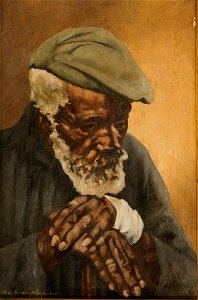 Van Emelen, Adrien Henri Vital - Negro Mãos Cruzados Sobre Bengala