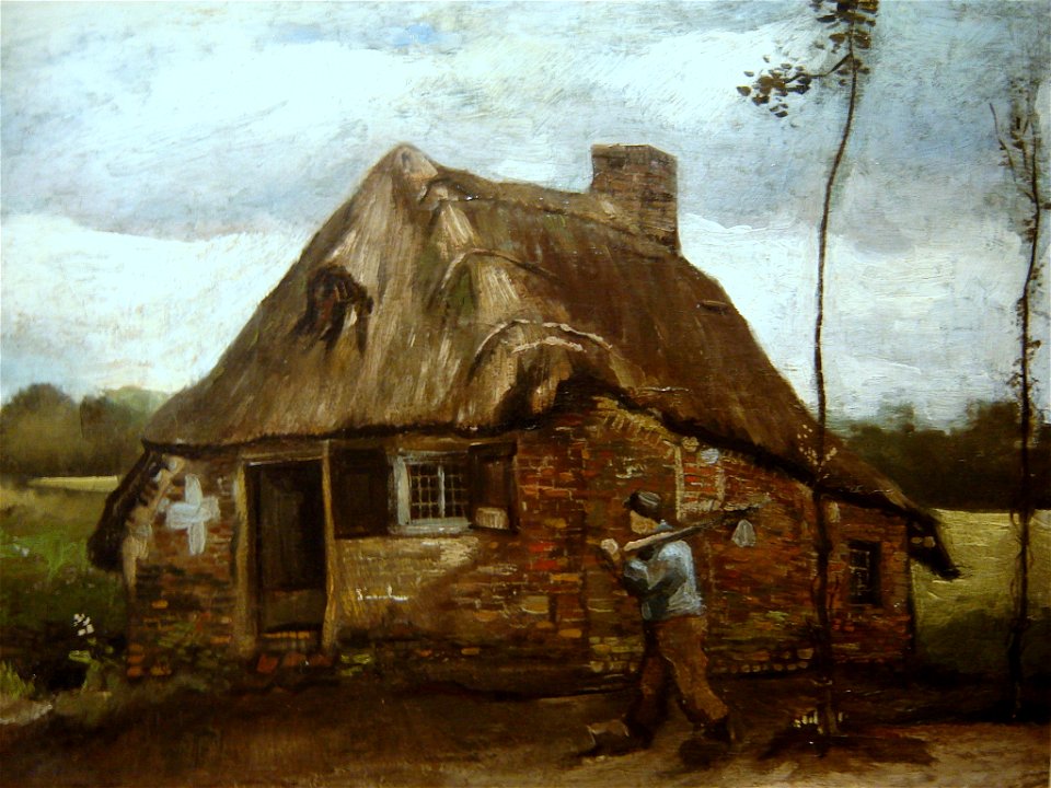 Van Gogh - Cabaña con campesino regresando a casa
