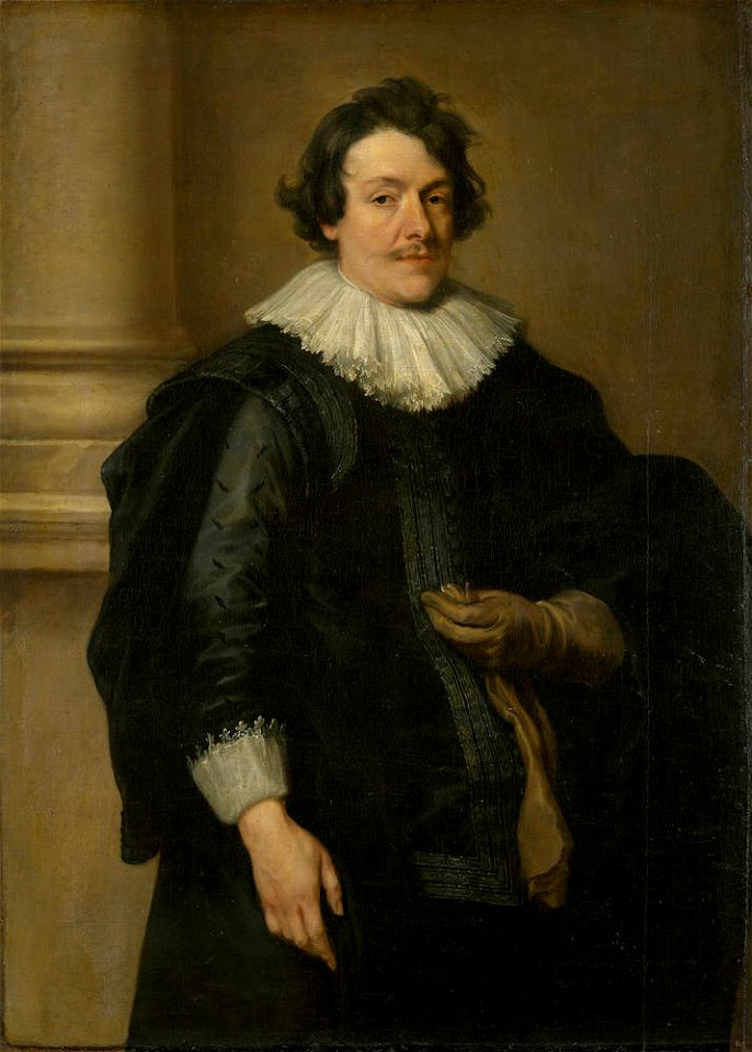 Van Dyck - Bildnis eines schwarz gekleideten Herrn vor einer Säule, Um 1628-30