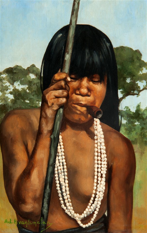 Van Emelen, Adrien Henri Vital - Moça Carajá Fumando (cropped)