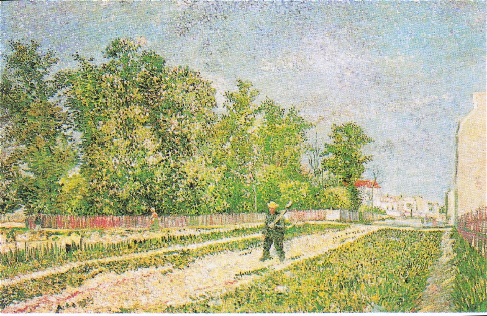 Van Gogh - Straße am Stadtrand von Paris mit Männlicher Figur mit Spaten