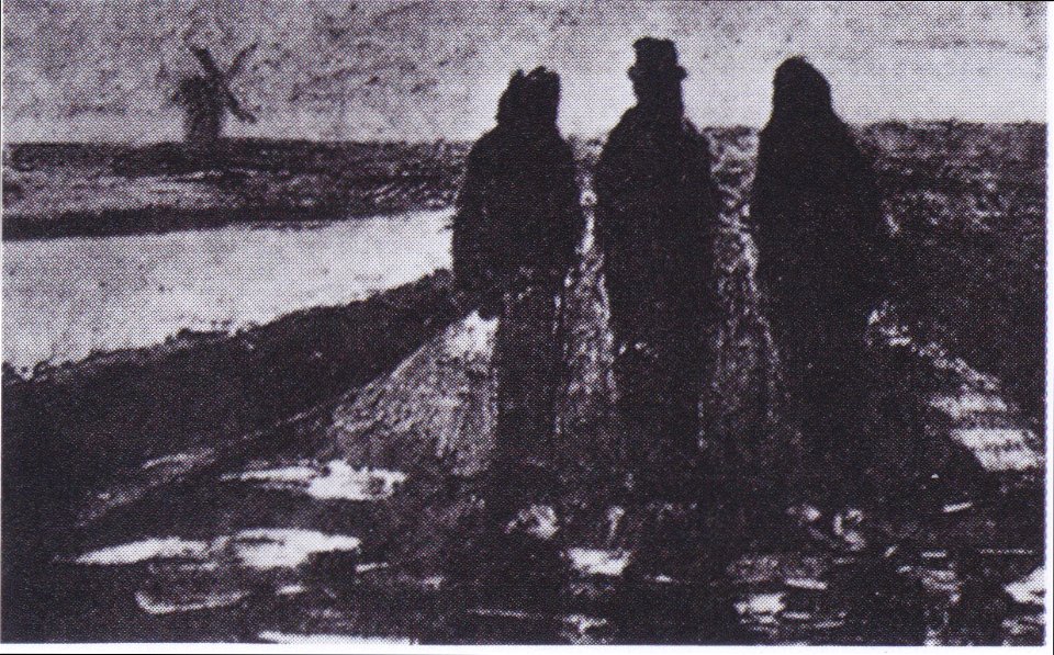 Van Gogh - Drei Figuren am Kanal mit Mühle