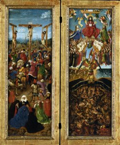 Van Eyck - The Crucifixion; The Last Judgment. Free illustration for personal and commercial use.
