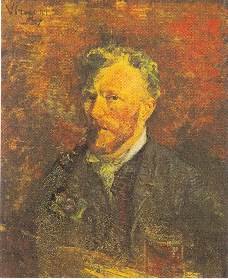 Van Gogh - Selbstbildnis mit Pfeife und Glas