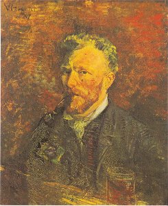 Van Gogh - Selbstbildnis mit Pfeife und Glas