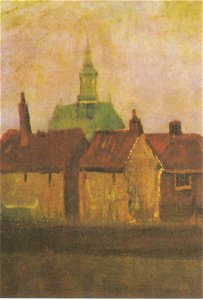 Van Gogh - Die neue Kirche und alte Häuser in Den Haag