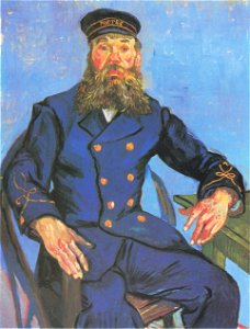 Van Gogh - Bildnis Josepf Roulin, an einem Tisch sitzend