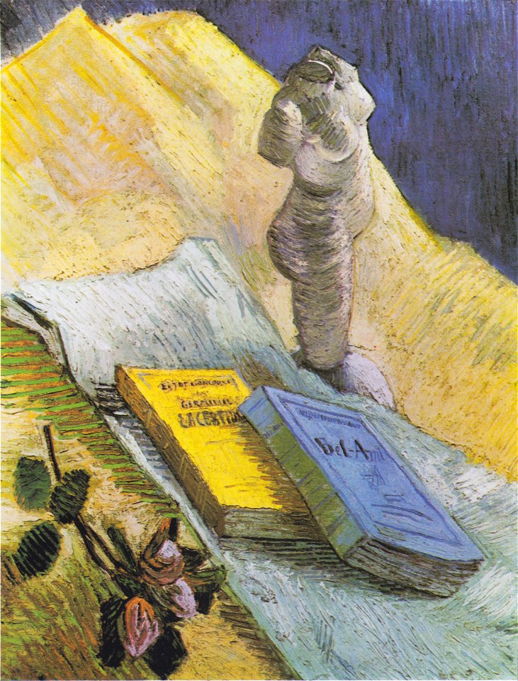 Van Gogh - Stillleben mit Gipstorso, einer Rose und zwei Romanen