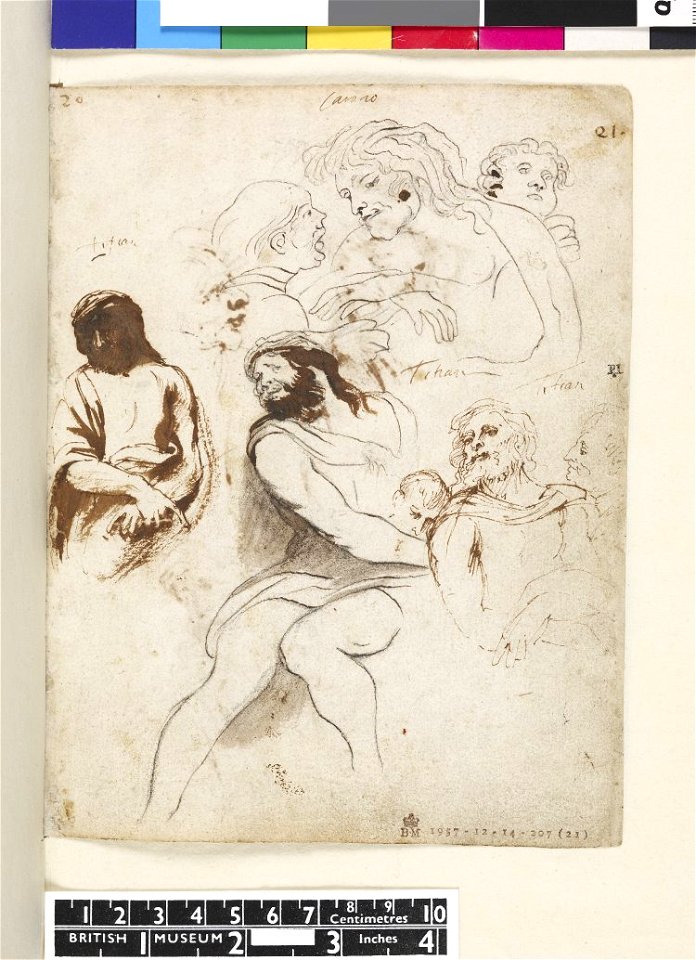 Van Dyck - 1957,1214.207.21, Man of Sorrows, after Titian (Musée du Louvre, Paris) and below Christ supported by two angels after Carracci (Dresden), leaf from the Italian Sketchbook