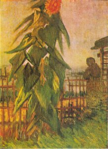 Van Gogh - Garten mit Sonnenblume und weiblicher Figur