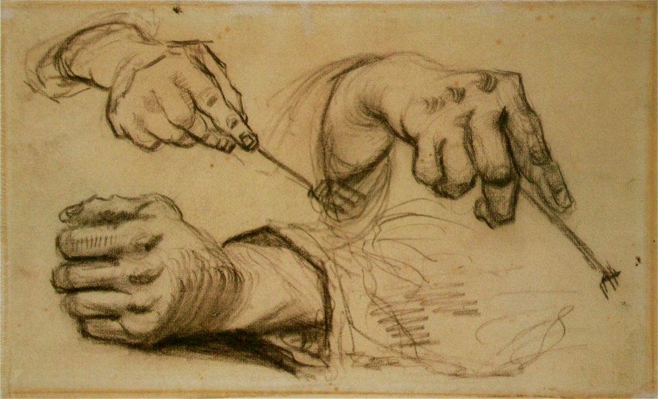 Van Gogh 1885-03--1885-04, Nuenen - Study, Three Hands, Two Holding Forks F 1161r JH 746